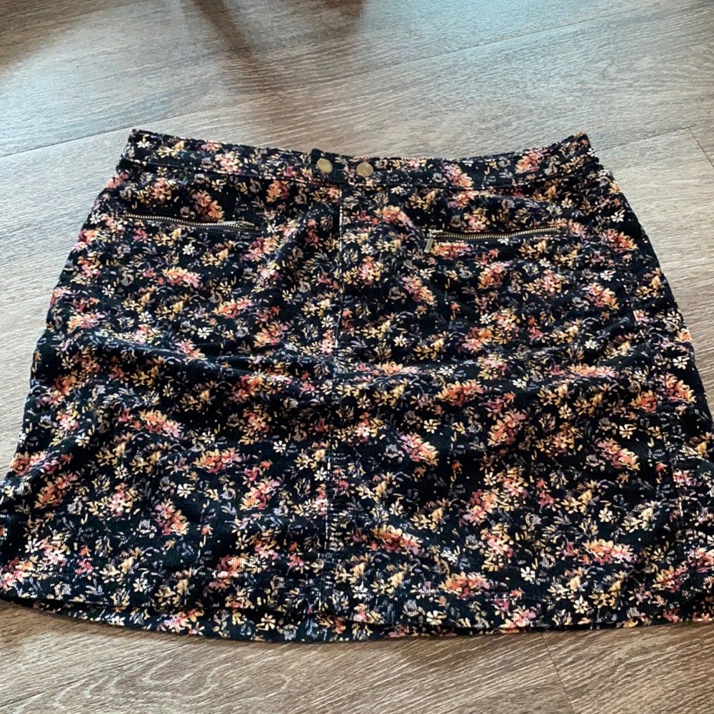 Floral corduroy skirt